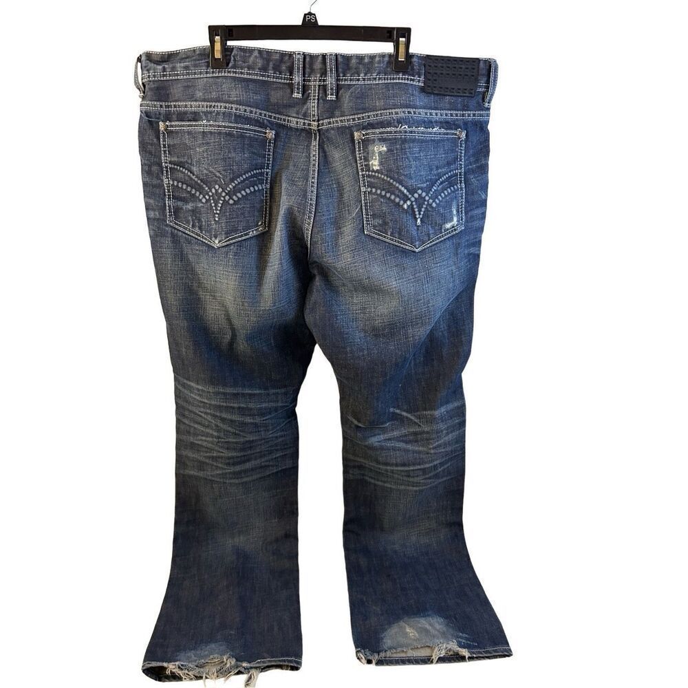 Affliction jeans distressed Los Angles Ace slim 42 rn#127458 button fly 100 cott